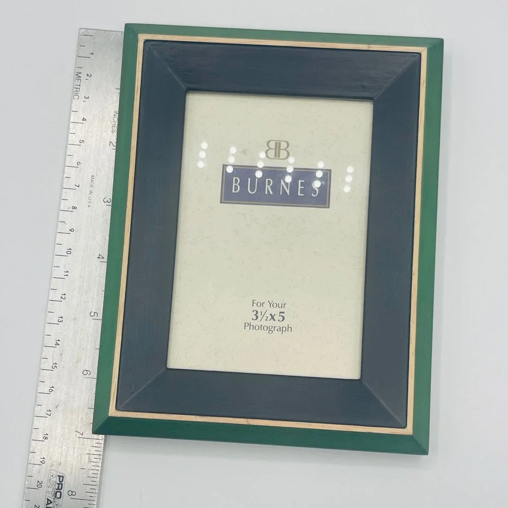 Burnes of Boston 3.5x5 Wood Picture Frame Green Black Beveled Tabletop Decor